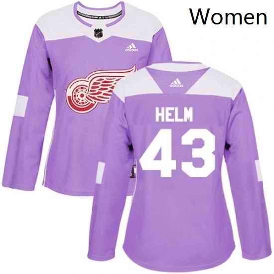 Womens Adidas Detroit Red Wings 43 Darren Helm Authentic Purple Fights Cancer Practice NHL Jersey